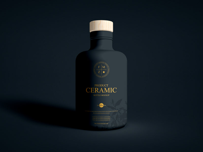 Wooden Lid Product Ceramic Bottle Mockup Psd