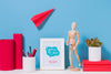 Wooden Mannequin And School Supplies With Mock-Up Psd