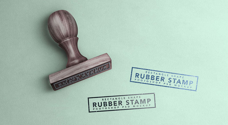 Wooden Rectangle Rubber Stamp Mockup Psd