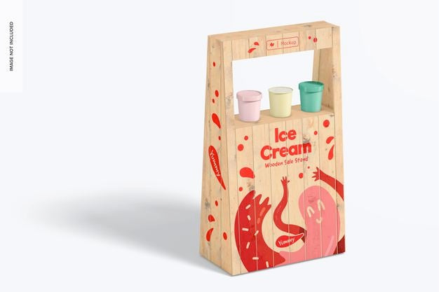 Wooden Sale Signage Stand Mockup, Right View Psd