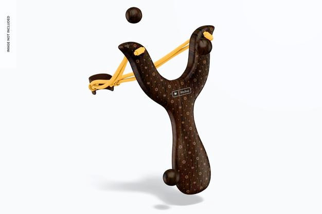 Wooden Slingshot Toy Mockup, Perspective View Psd
