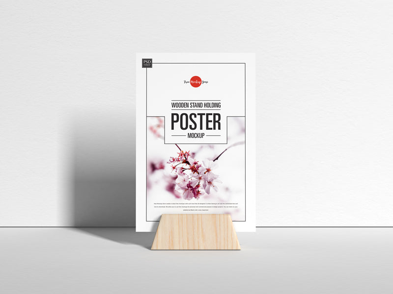 Wooden Stand Holding Poster Mockup