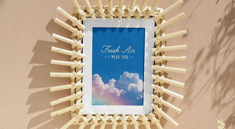 Wooden Sticks Photo Frame Poster Mockup Psd