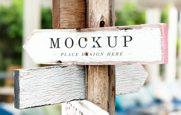 Wooden Street Arrow Signs Psd