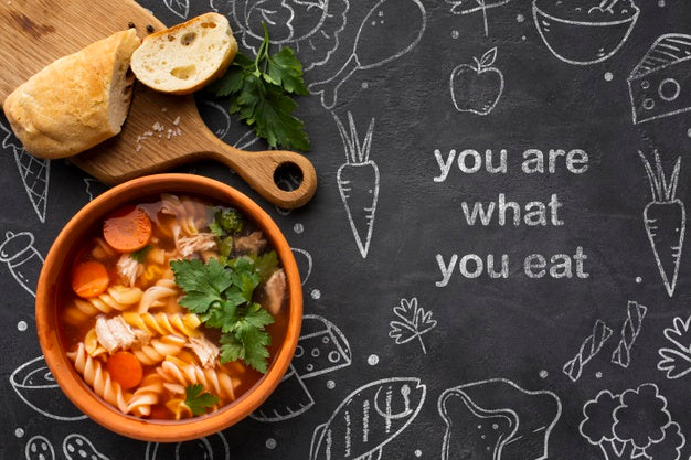 Wooden Tray With Bowl Of Fresh Soup Psd