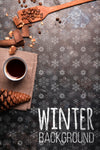 Wooden Tray With Coffee On Winter Psd