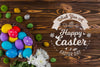 Wooden Wall Mockup Easter Concept Psd