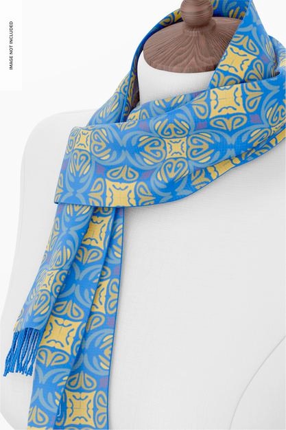 Wool Scarf Mockup, Close Up Psd