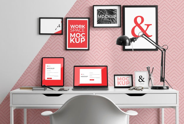 Work Desk Mockup With Devices Psd