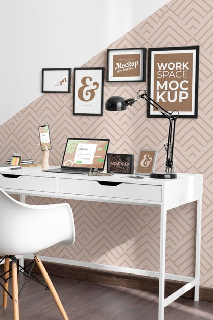 Work Desk Mockup With Devices Psd