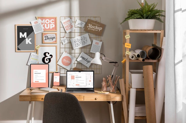 Work Desk Mockup With Devices Psd