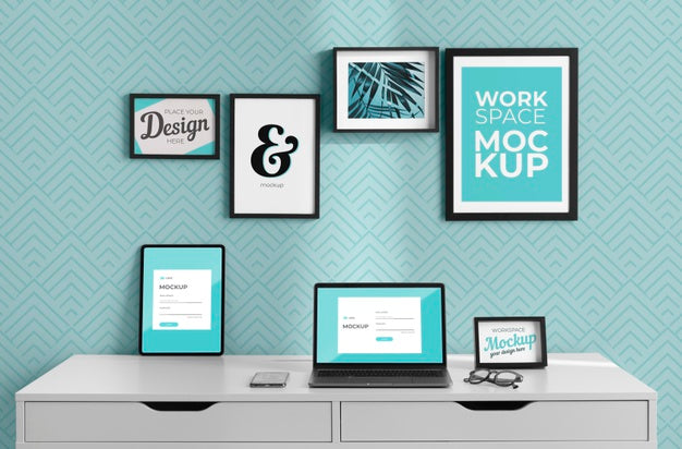 Work Desk Mockup With Devices Psd