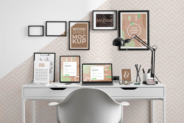 Work Desk Mockup With Devices Psd