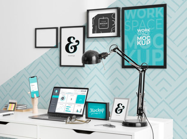 Work Desk Mockup With Devices Psd