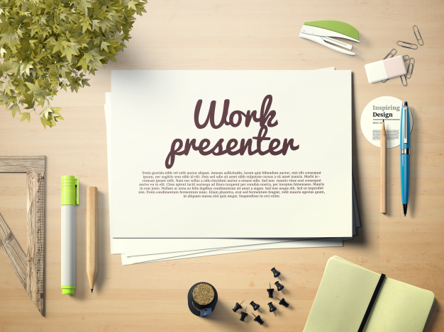 Work Presenter On Desktop Mock Up Psd
