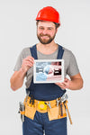 Worker Holding Tablet Mockup For Labor Day Psd