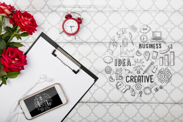 Workplace With Office Tools Psd