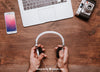 Workspace Composition With Headphones Psd