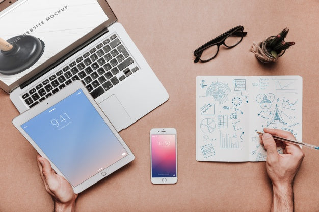 Workspace Concept Hands Drawing Psd