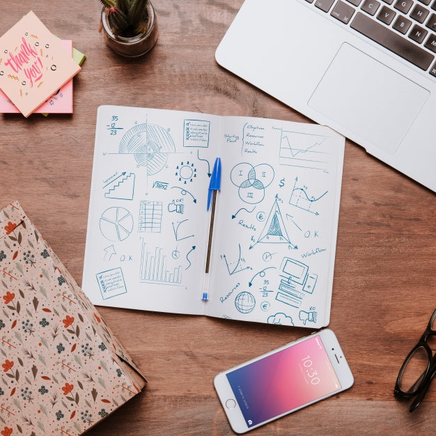 Workspace Concept With Paper In Middle Psd