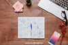 Workspace Mockup From Above With Open Book Psd