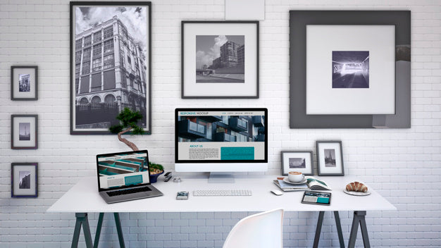 Workspace Mockup With Computer Psd