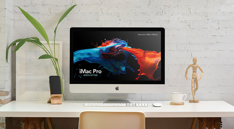 Workspace Silver Imac Mockup Psd