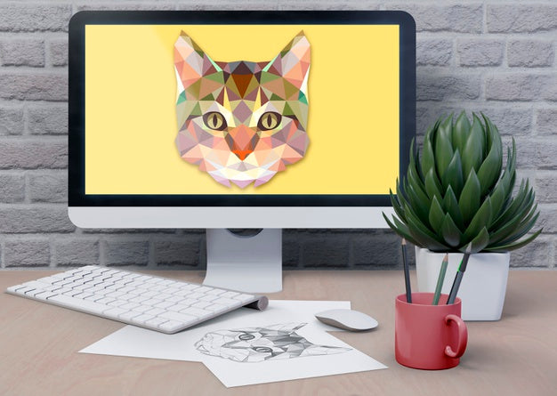 Workspace With Digital Computer Monitor Psd