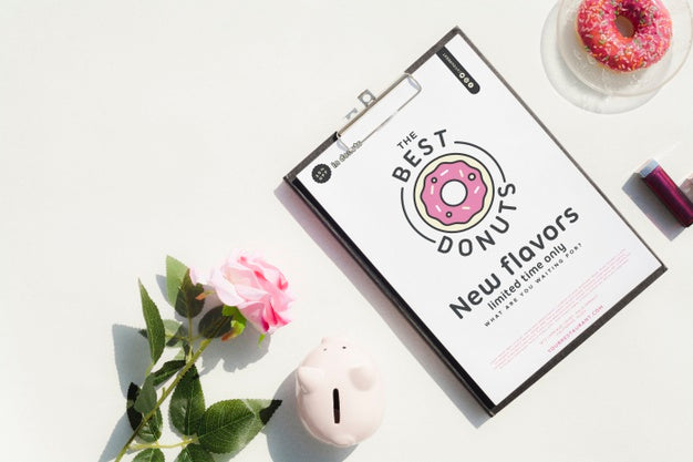 Workspace With Female Touch And Clipboard Psd