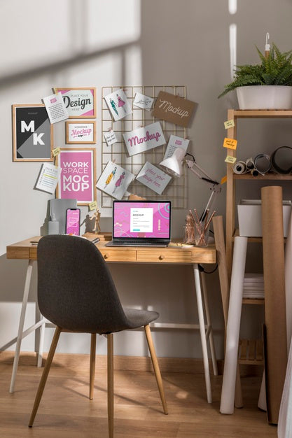 Workspace With Laptop Mockup Psd