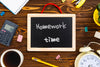 Workspace With Message On Chalkboard Psd