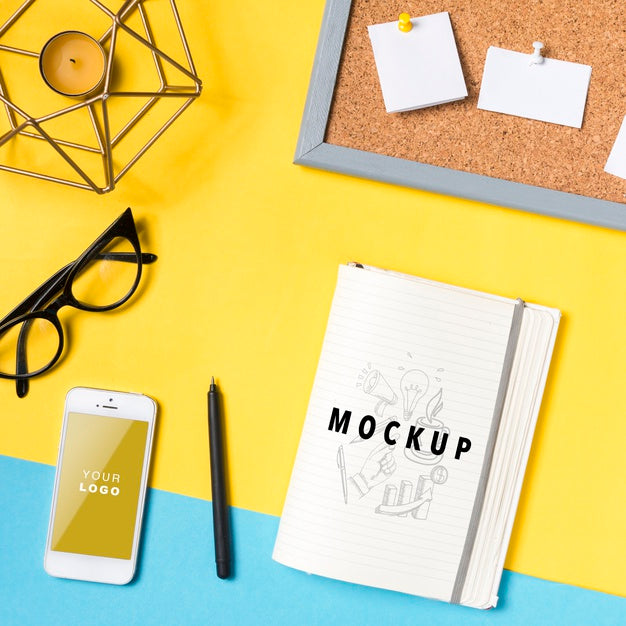 Workspace With Paper Sheet And Phone Psd