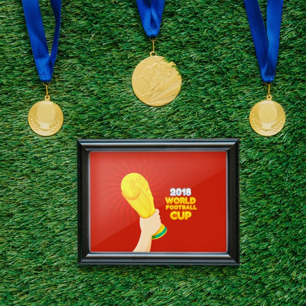 World Football Cup Mockup With Frame Psd