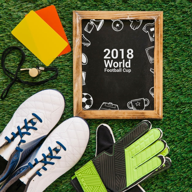 World Football Cup Mockup With Slate Psd