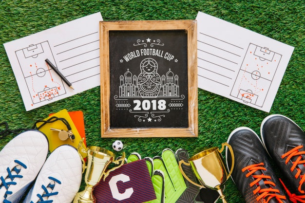 World Football Cup Mockup With Slate Psd