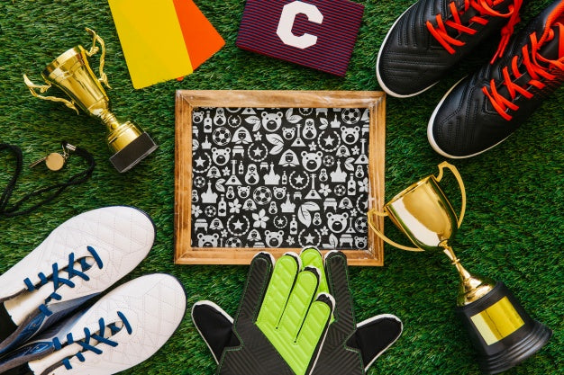 World Football Cup Mockup With Slate Psd