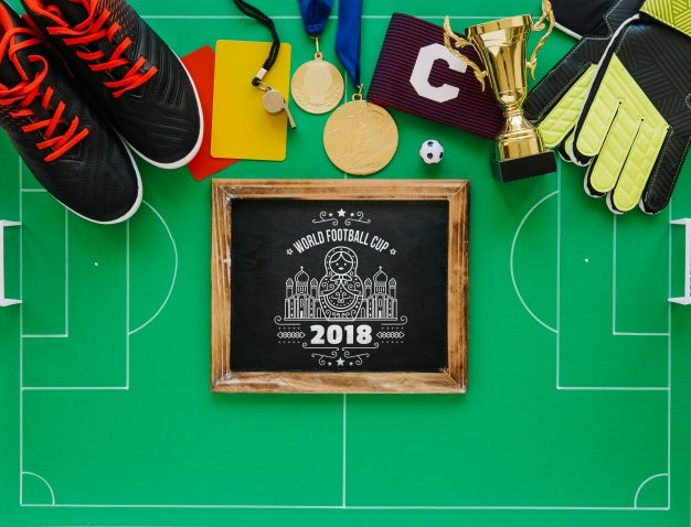 World Football Cup Mockup With Slate Psd