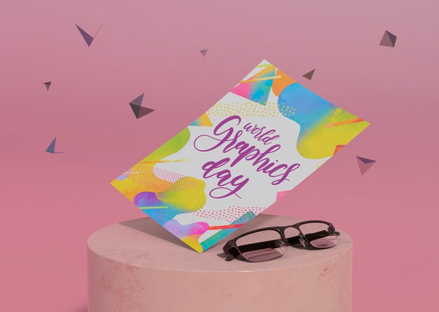 World Graphics Day With Memphis Effect And Glasses Psd