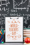 World Teacher Day Mockup With Clipboard Psd