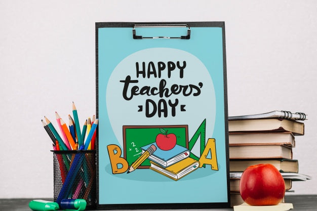 World Teacher Day Mockup With Clipboard Psd