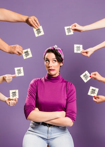 Worried Model With Sticky Notes Psd