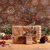 Wrapped Paper Gift With Label And Snowflakes Psd