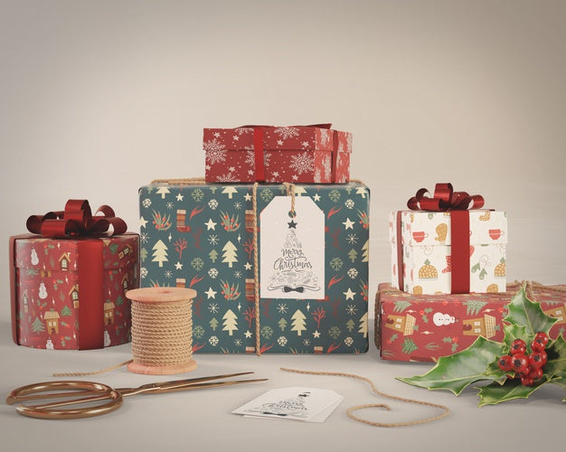 Wrapping Gifts Process At Home Mock-Up Psd