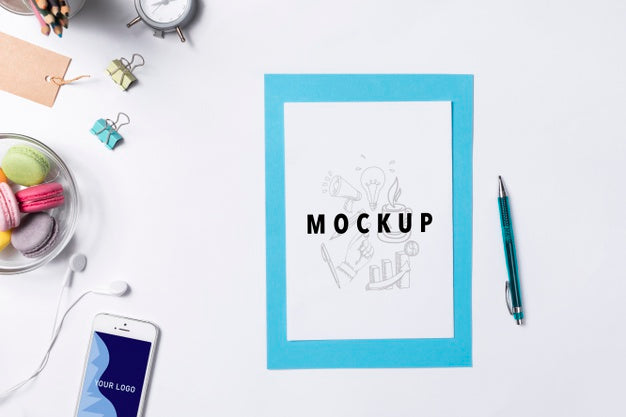 Writing Tools And Snack At Office Psd