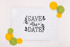 Yellow And Green Flowers Save The Date Mock-Up Psd