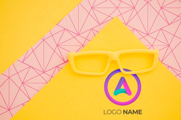 Yellow Glasses With Minimalist Logo Design Psd