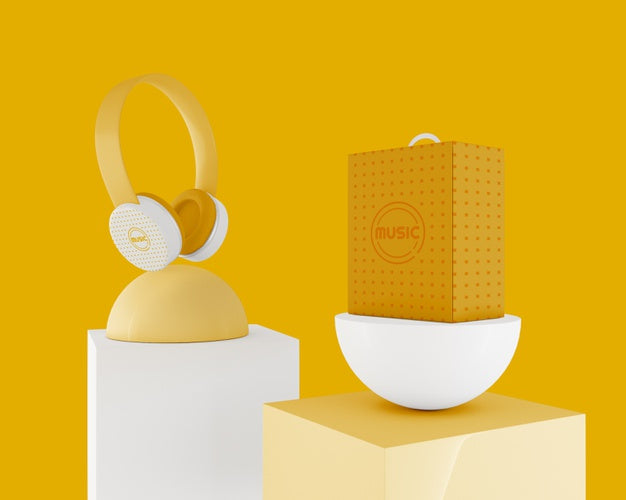 Yellow Minimalistic Headphones Wireless Psd