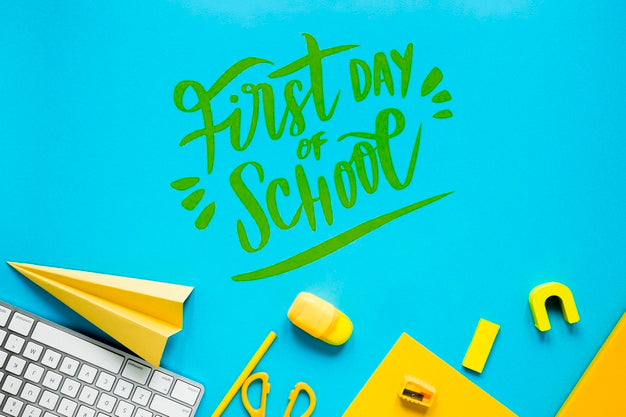 Yellow Supplies For The First Day Of School Psd