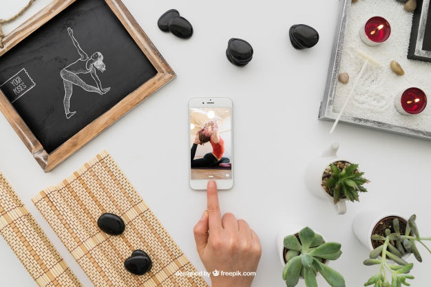 Yoga Composition With Smartphone Psd
