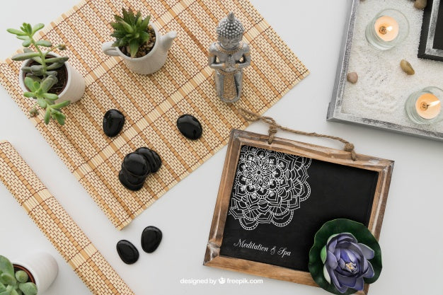Yoga Decoration With Drawing On Chalkboard Psd